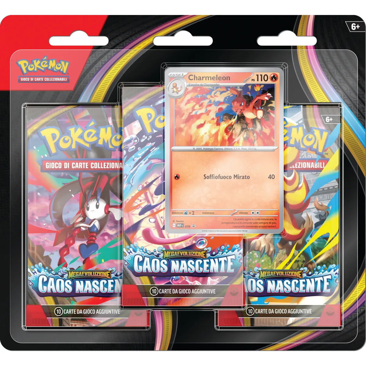 ITA Pokémon Caos Nascente – Blister 3 Buste con Charmeleon