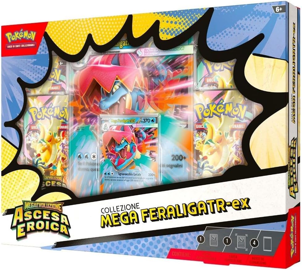 PREORDINE - Pokémon Ascesa Eroica Collezione Mega EX Trio ITA – Mega Emboar ex, Mega Feraligatr ex, Mega Meganium ex (Data di uscita: 24 aprile 2026)