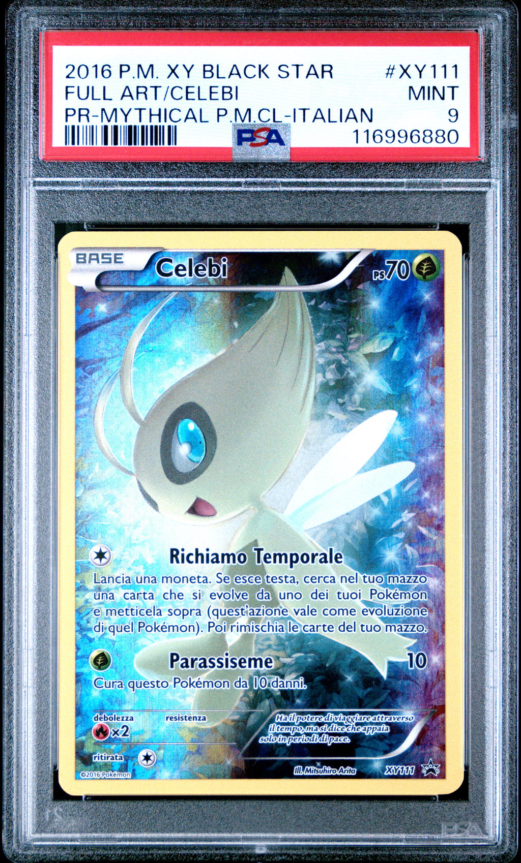 Pokemon PSA 9 Celebi #XY111 Full Art XY Black Star Promos 2016 Italiano POP 1